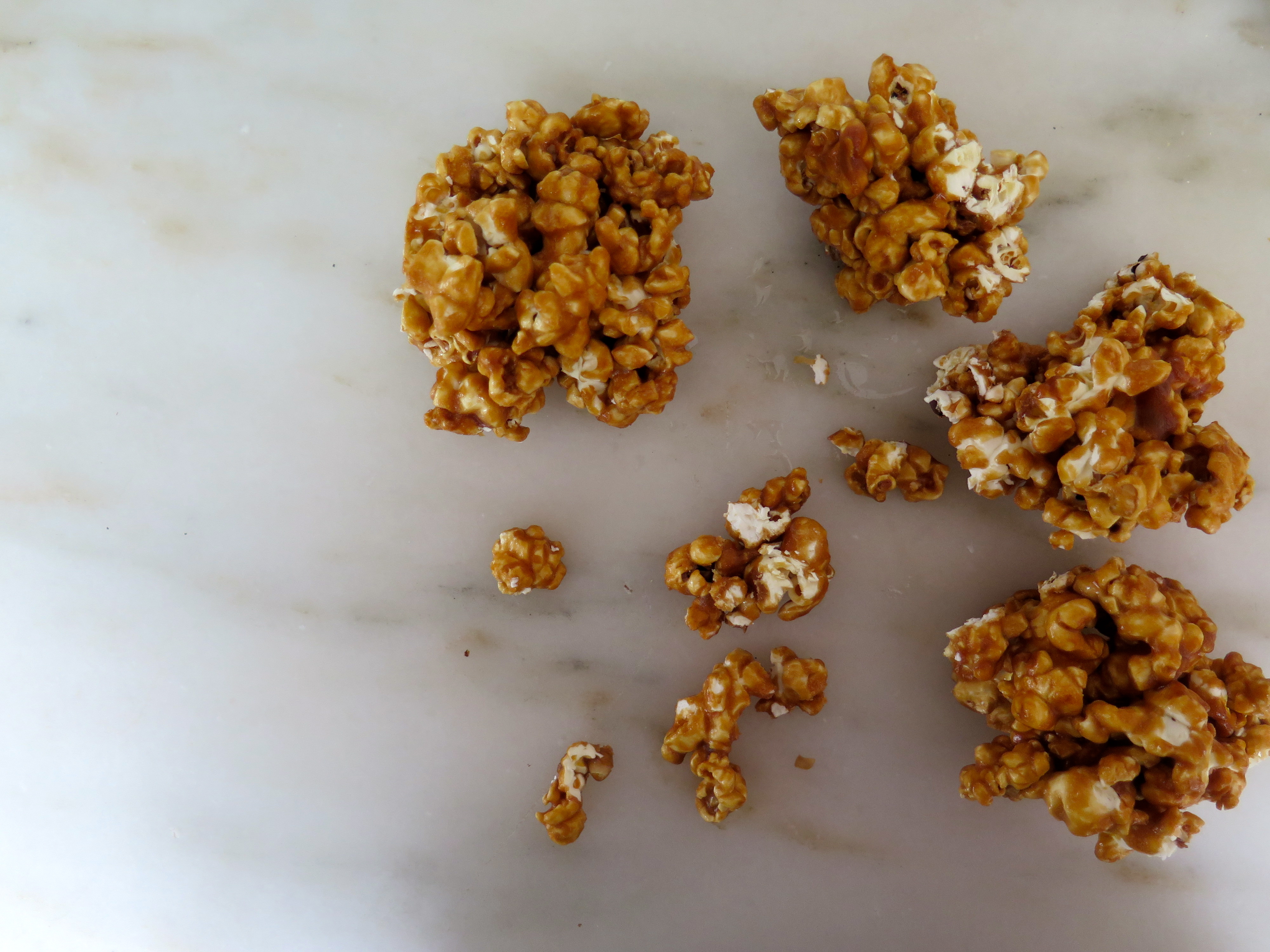 breaking up the caramel popcorn