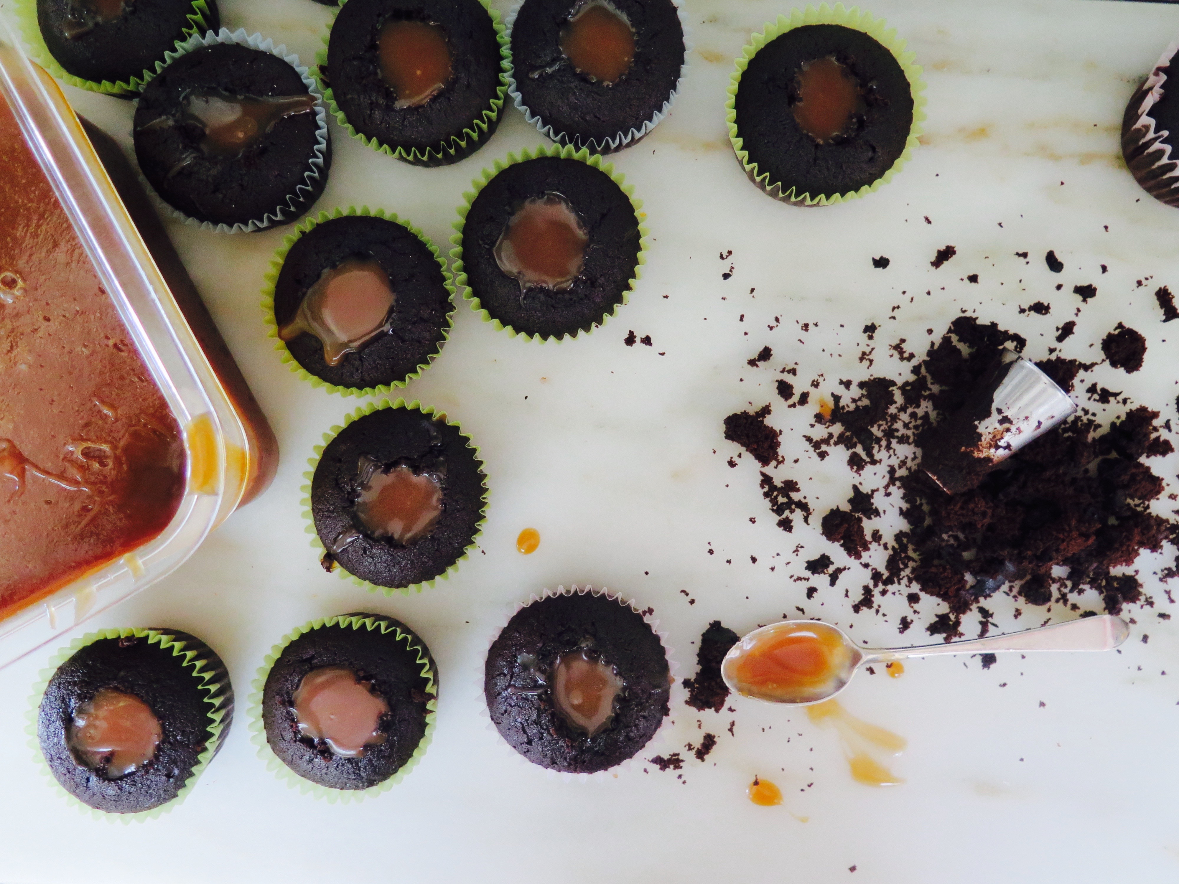 Salty Caramel-Filled Chocolate Cupcakes Recipe | Jessie Sheehan Bakes