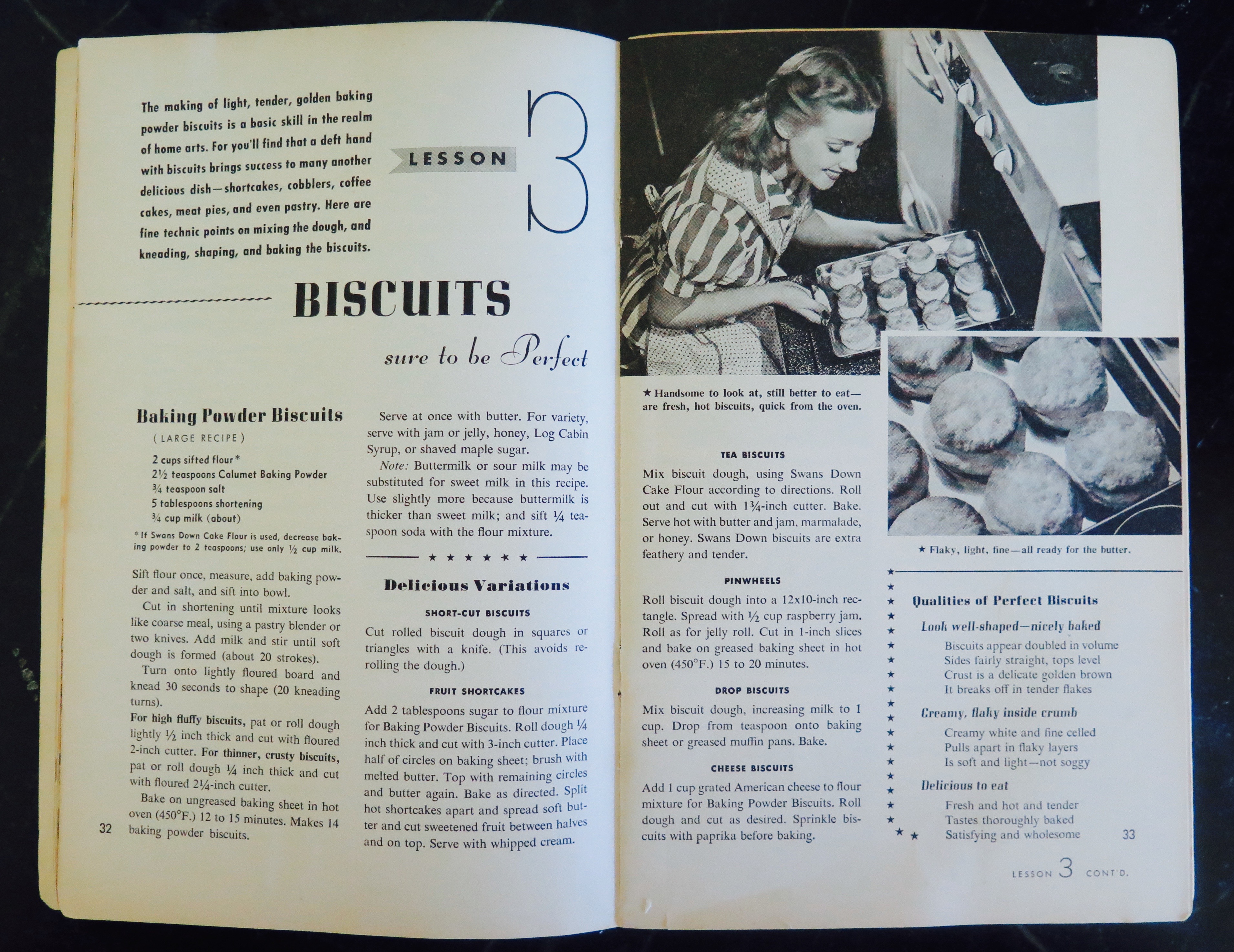 biscuit tips and tricks from a vintage baking recipe pamphlet
