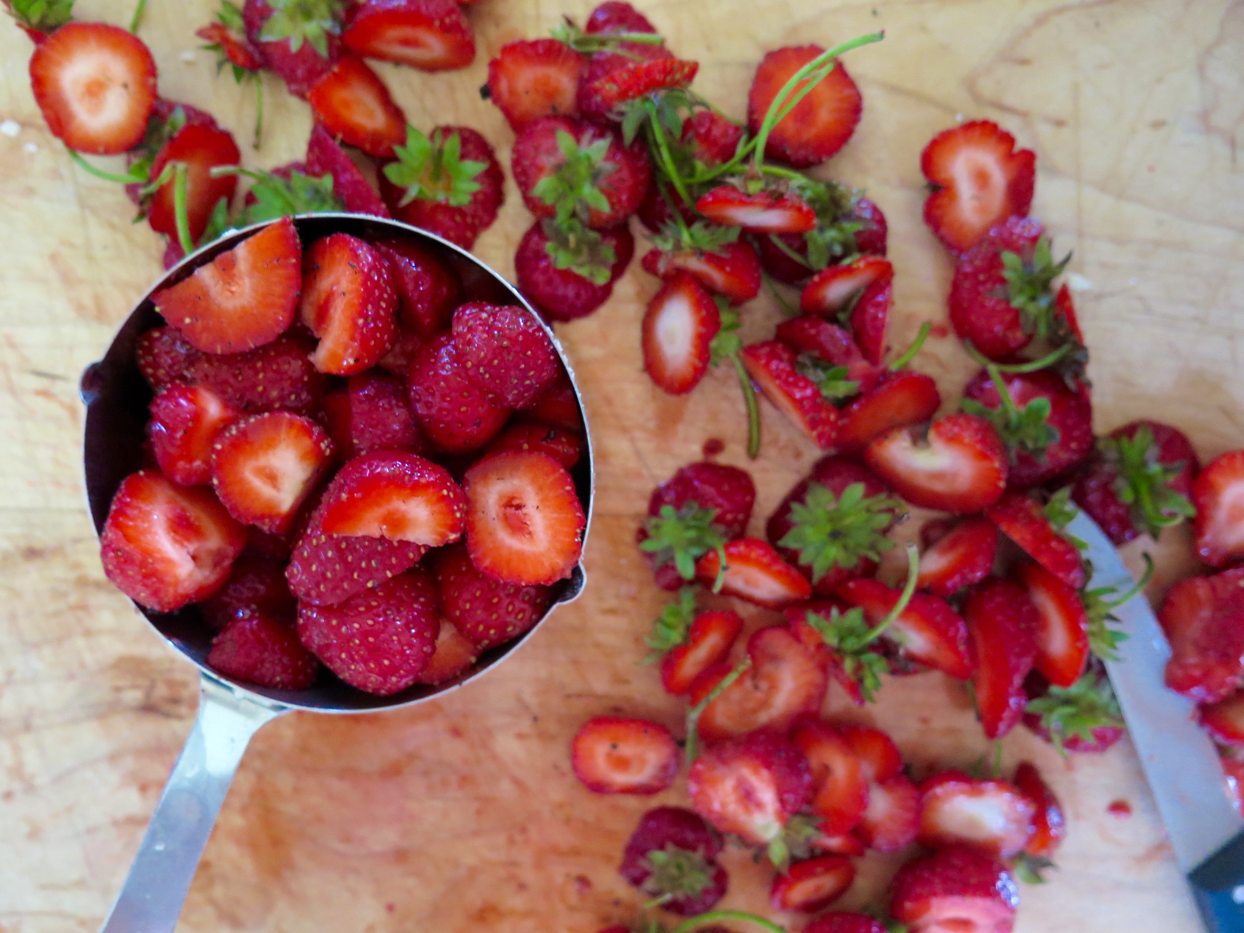 Chopping Fresh Strawberries | Jessie Sheehan Bakes