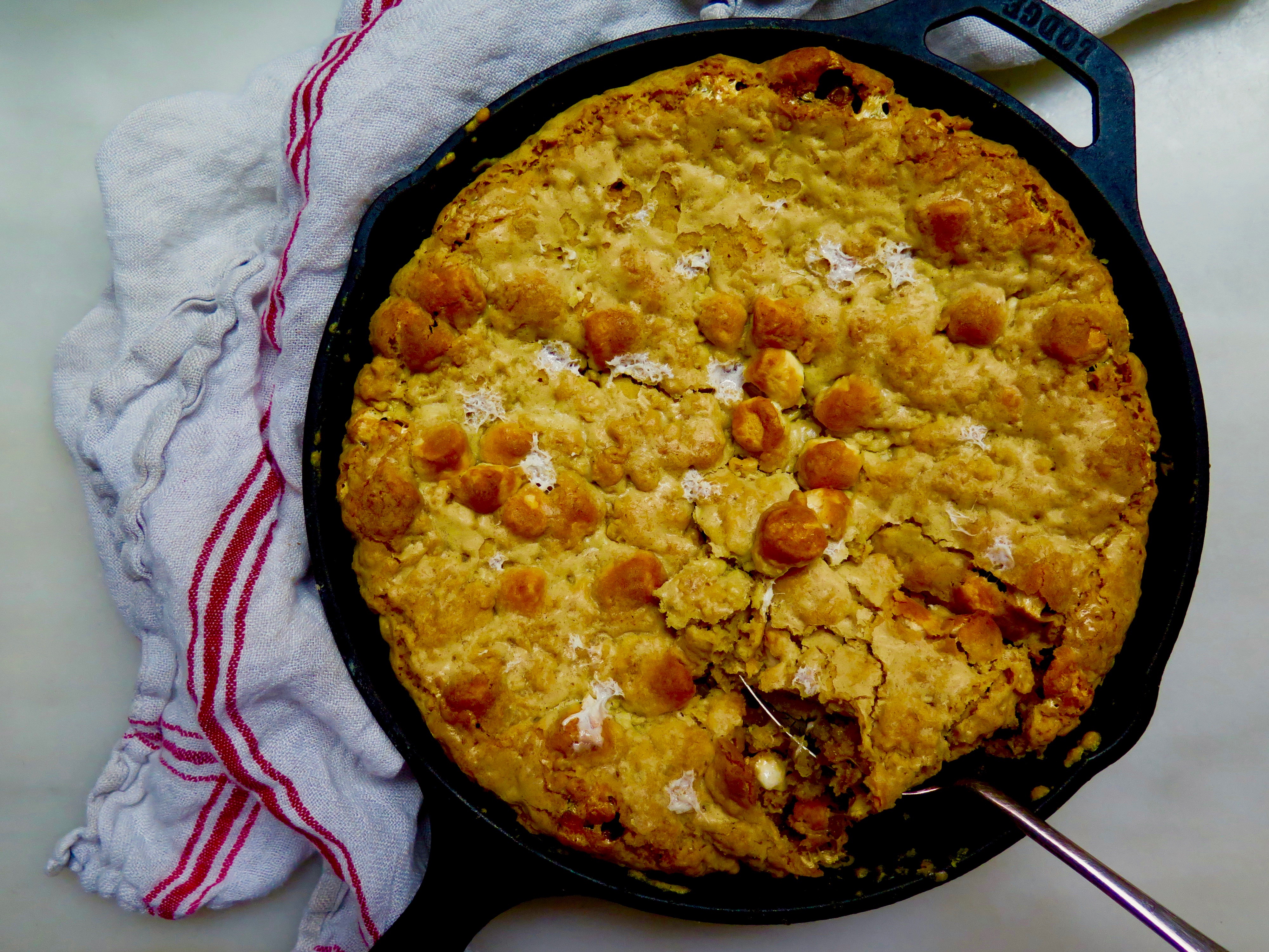 Brown Butter Rice Krispie Treat Skillet Cookie | Jessie Sheehan Bakes