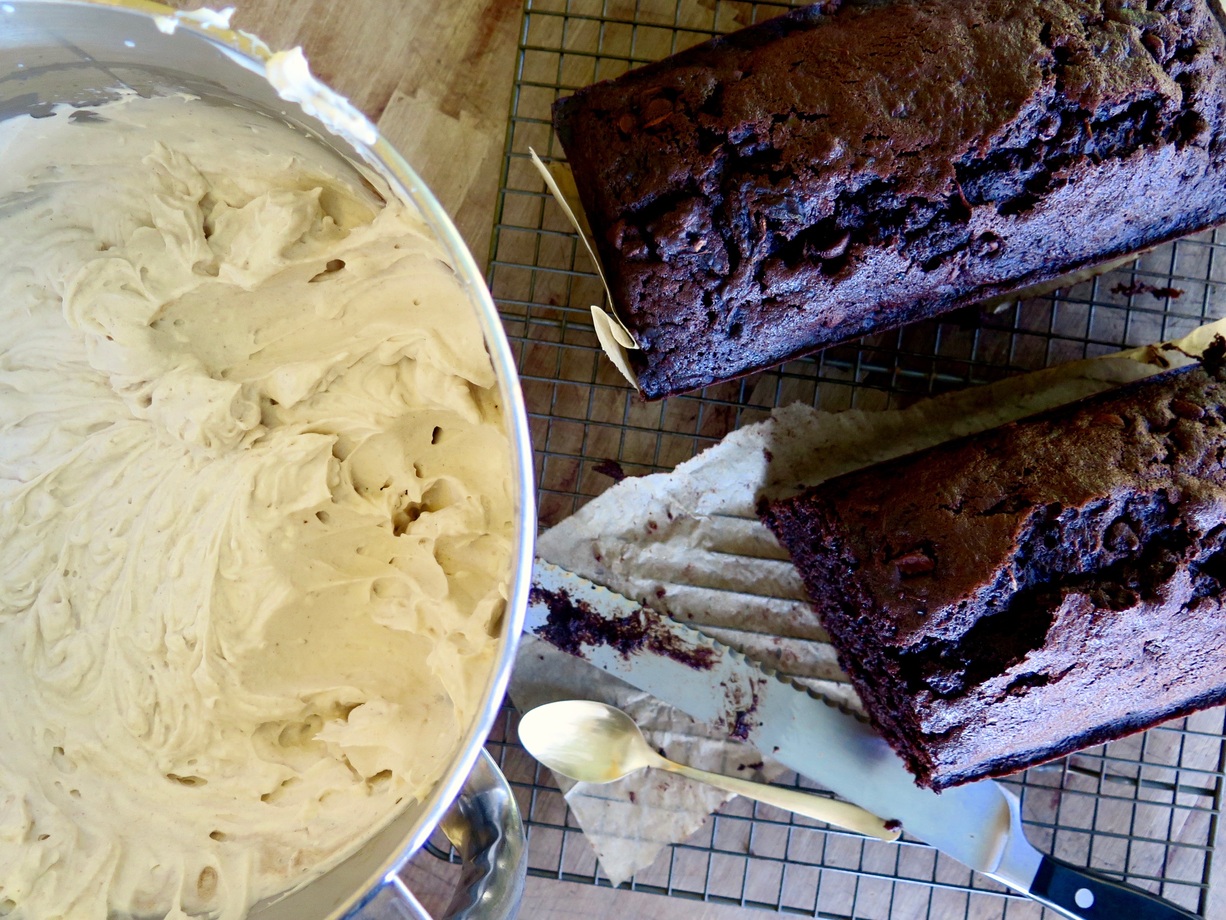 Double Chocolate Zucchini Cake with Cinnamon Cream Cheese Whipped Cream | Jessie Sheehan Bakes