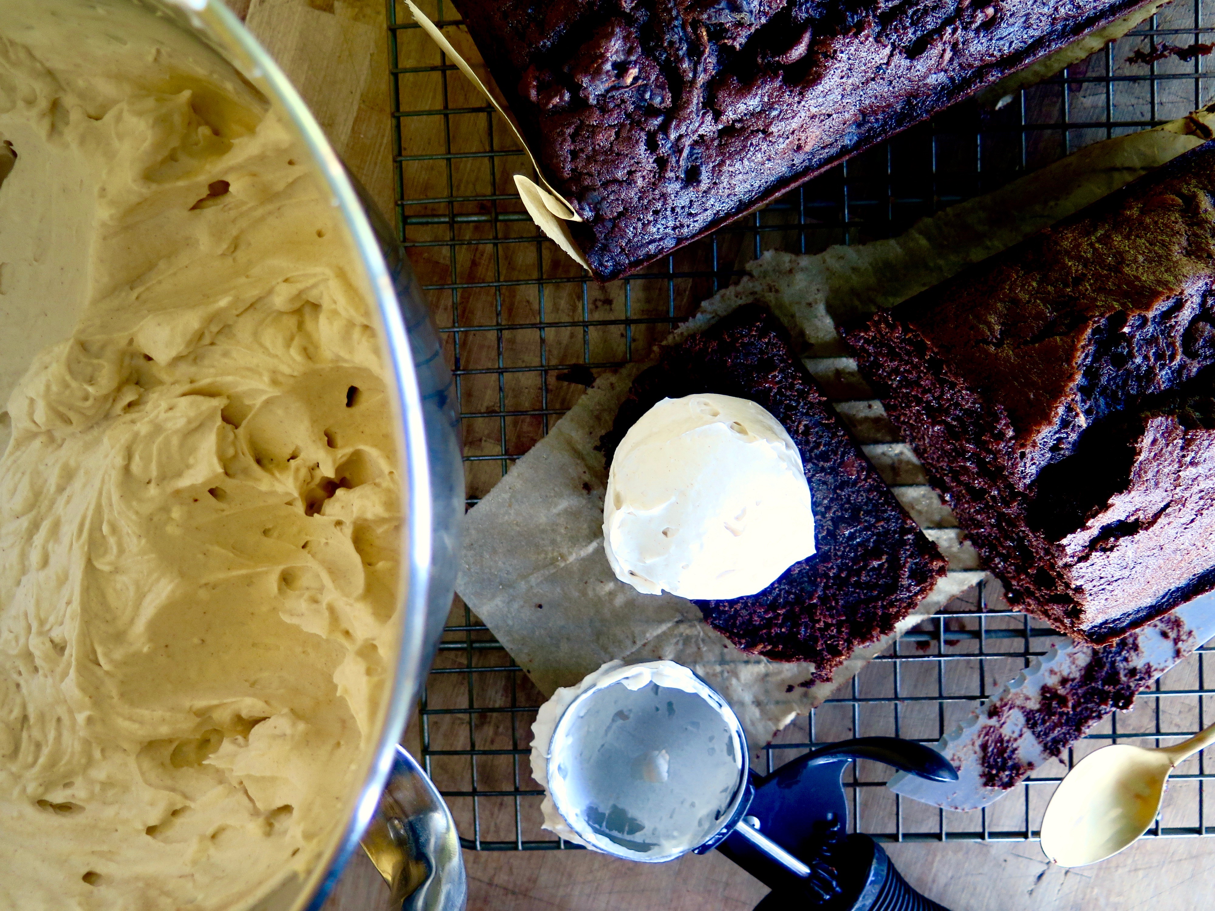 Double Chocolate Zucchini Cake with Cinnamon Cream Cheese Whipped Cream | Jessie Sheehan Bakes