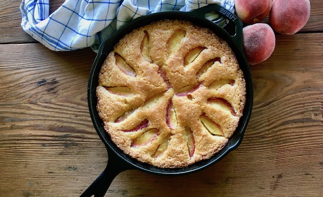 Peach Sour Cream Skillet Cake Recipe | Jessie Sheehan Bakes