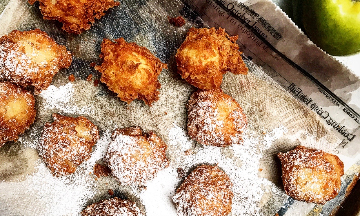 Apple Fritters Dusted with Powdered Sugar | Jessie Sheehan Bakes