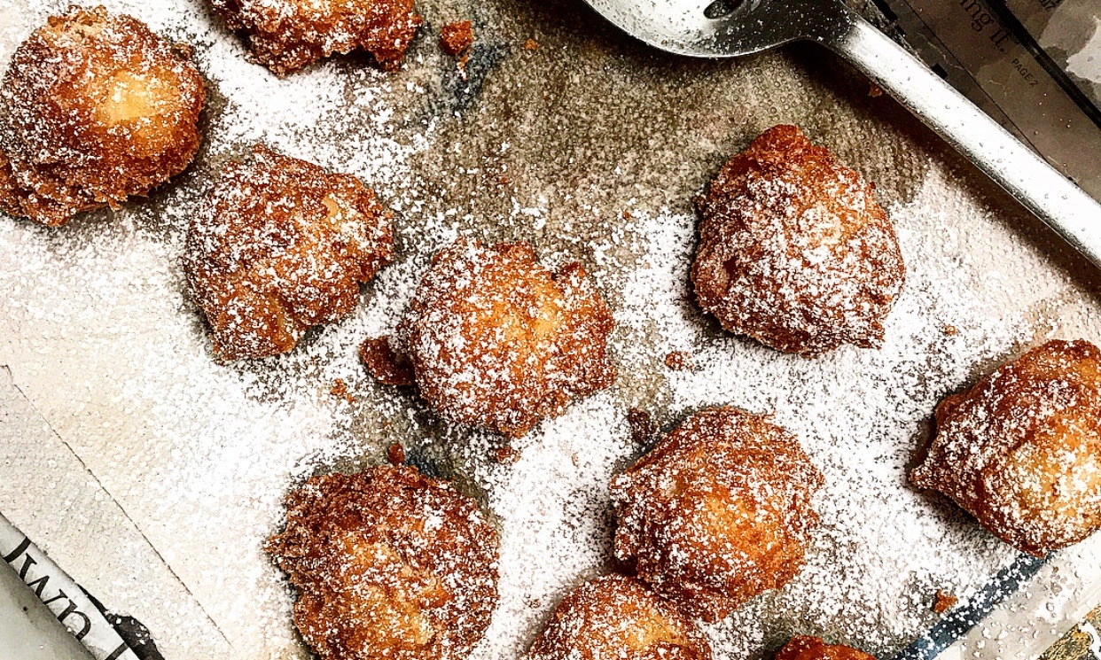 Apple Fritters Dusted with Powdered Sugar | Jessie Sheehan Bakes