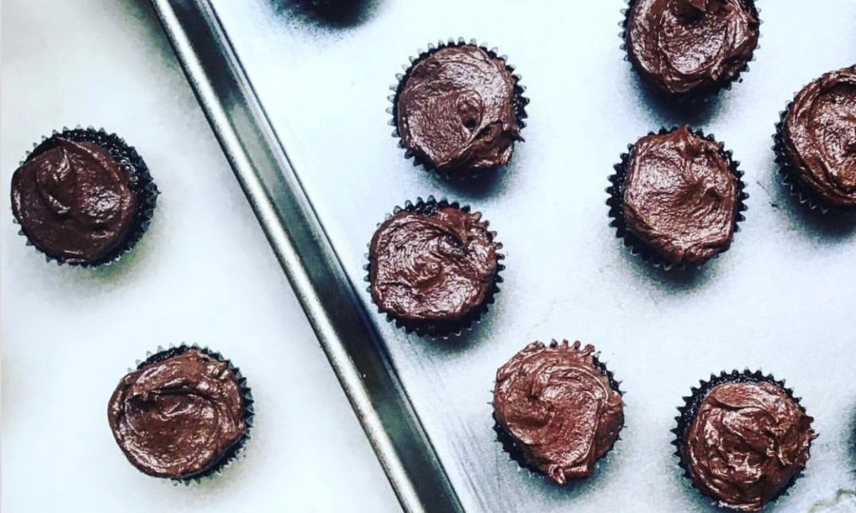 Mini Chocolate Bourbon Cupcakes with Chocolate Bourbon Buttercream | Jessie Sheehan Bakes