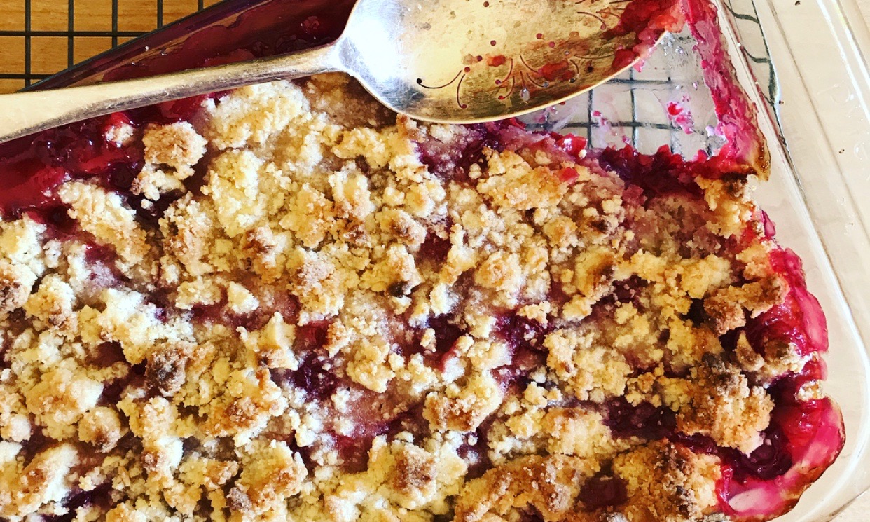 Sour Cherries with Marzipan Crumble | Jessie Sheehan Bakes