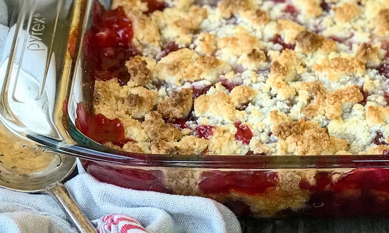 Sour Cherries with Marzipan Crumble | Jessie Sheehan Bakes