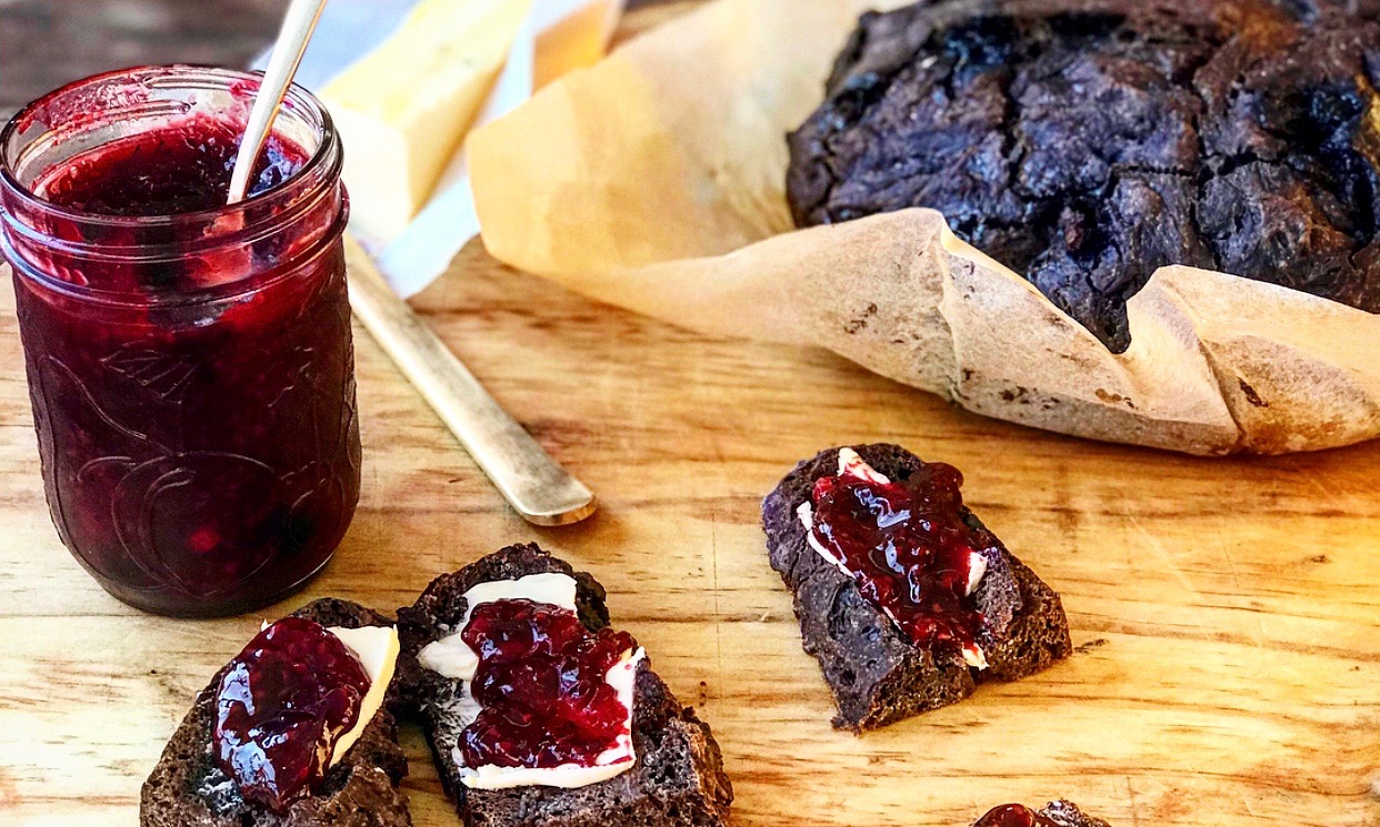 Currant berry jam on chocolate bread | Jessie Sheehan Bakes