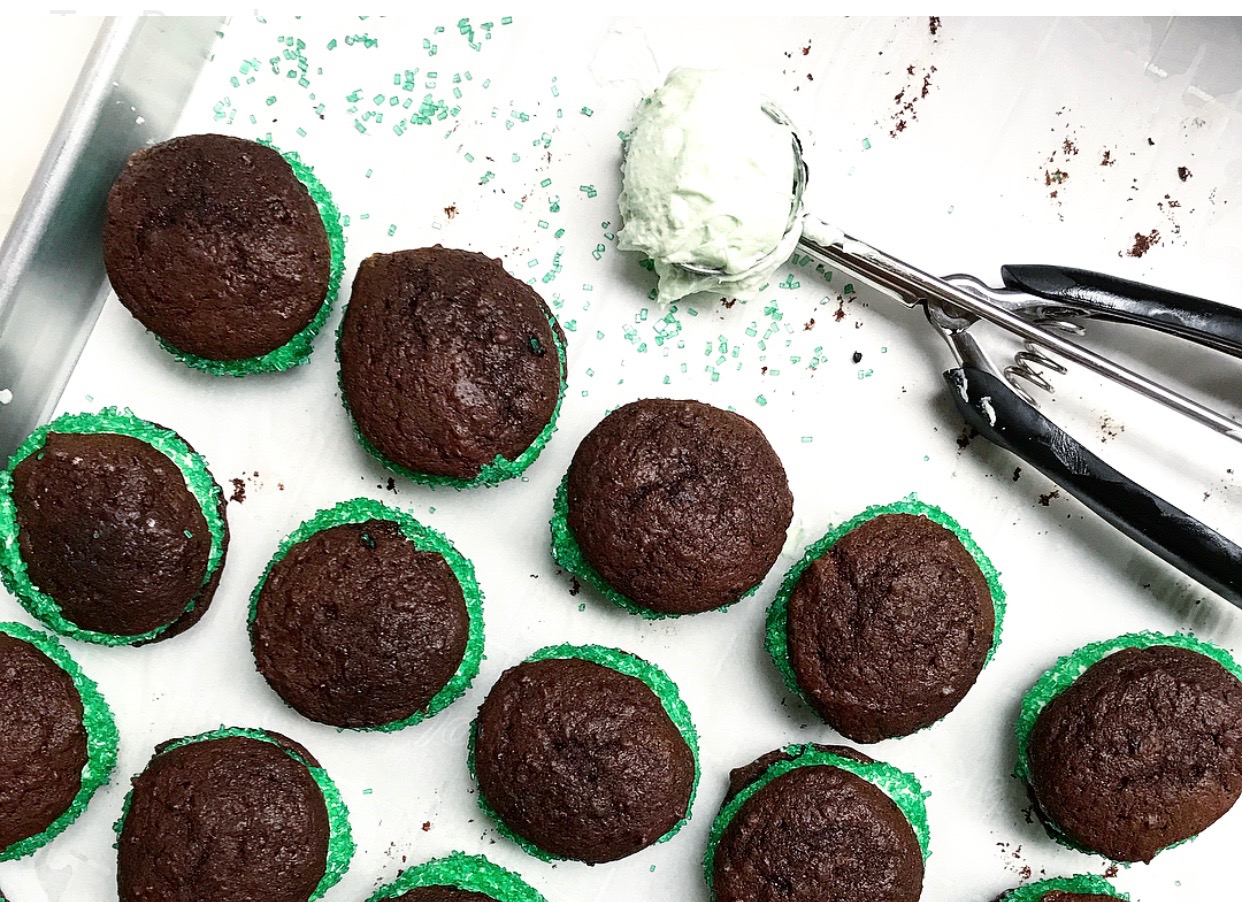 Grasshopper Whoopie Pies - the perfect St. Patrick's Day dessert. | Jessie Sheehan Bakes