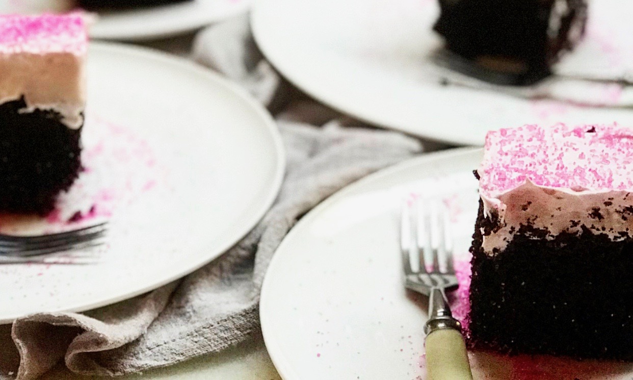 Chocolate cake with strawberry marshmallow frosting | Jessie Sheehan Bakes