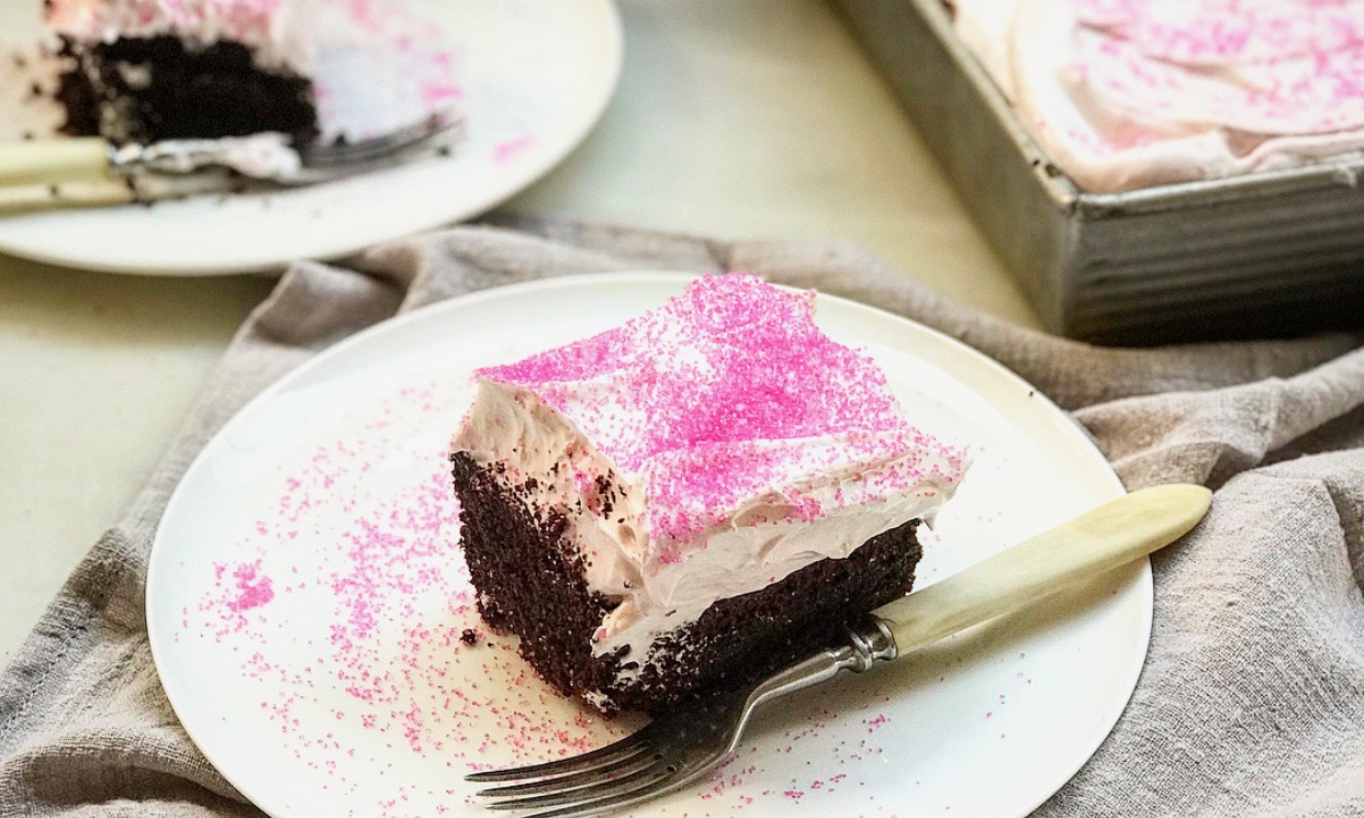 Chocolate cake with strawberry marshmallow frosting | Jessie Sheehan Bakes