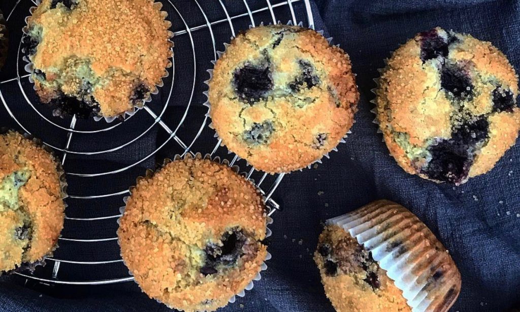 Blueberry Sour Cream Muffins | Spring Desserts | Jessie Sheehan Bakes
