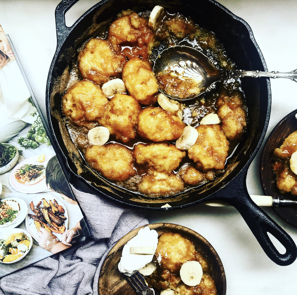 Banana Golden Syrup Dumplings in a Cast Iron Skillet | Jessie Sheehan Bakes