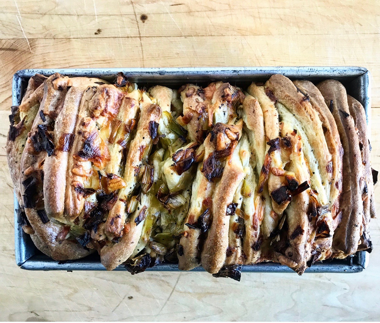 Cheesy Caramelized Leek Black Pepper Pull-Apart Bread | Jessie Sheehan Bakes