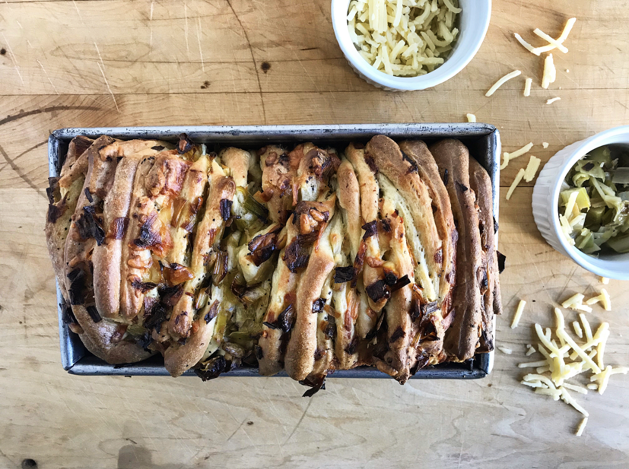 Cheesy Caramelized Leek Black Pepper Pull-Apart Bread | Jessie Sheehan Bakes