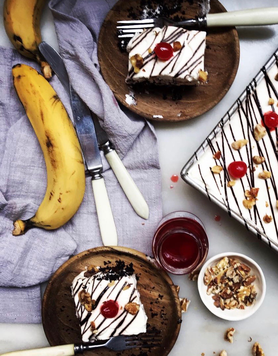 No-Bake Banana Split Cake Dessert Recipe | Jessie Sheehan Bakes