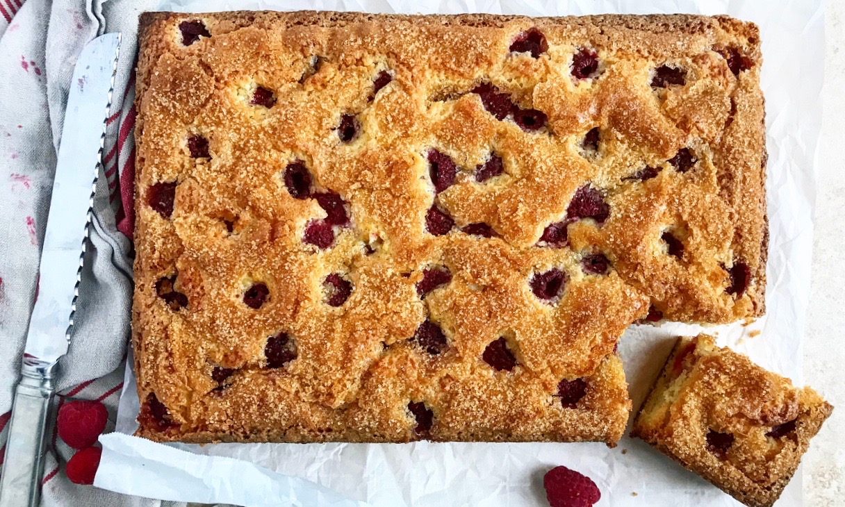 One-Bowl Raspberry Buttermilk Sheet Cake | Jessie Sheehan Bakes