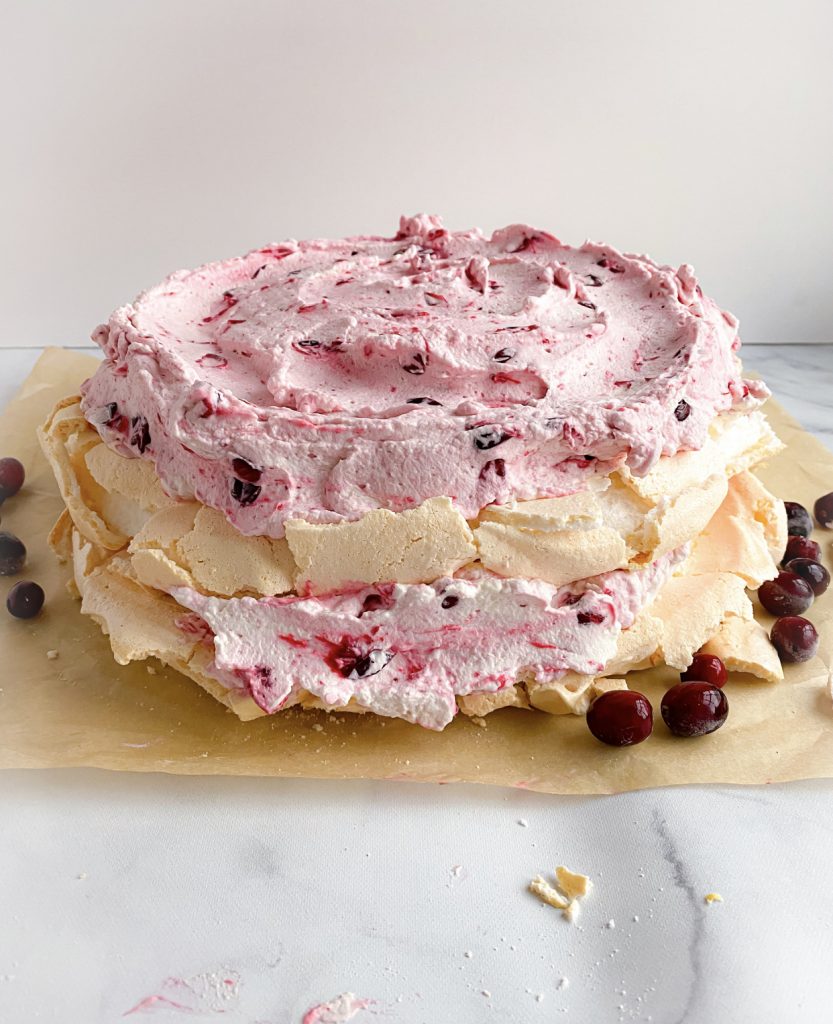 Pavlova with Cranberry Whipped Cream