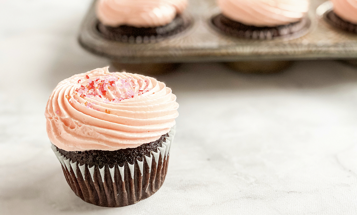 Chocolate Cupcakes with Pink American Buttercream | Jessie Sheehan Bakes