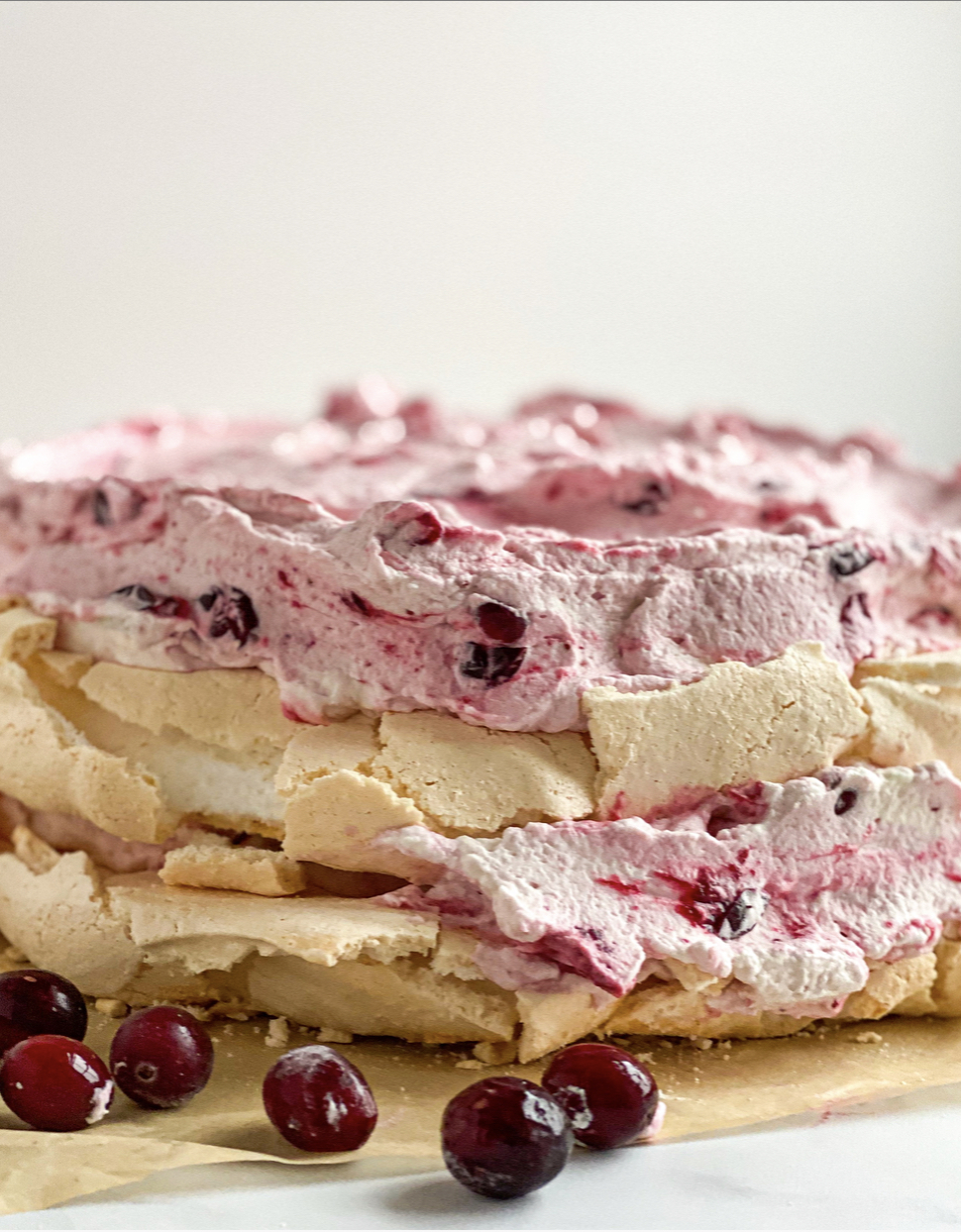 Pavlova with Cranberry Whipped Cream | Jessie Sheehan Bakes