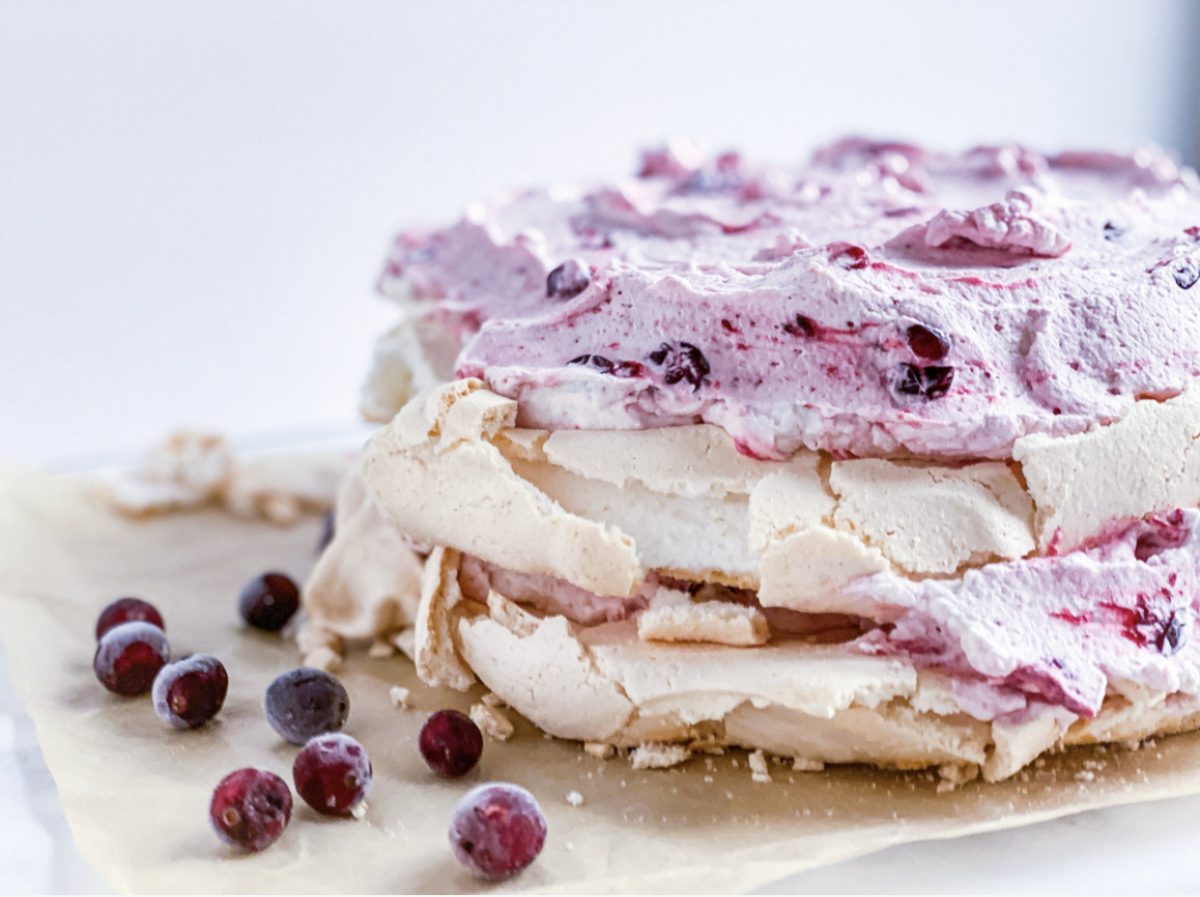 Pavlova with Cranberry Whipped Cream | Jessie Sheehan Bakes