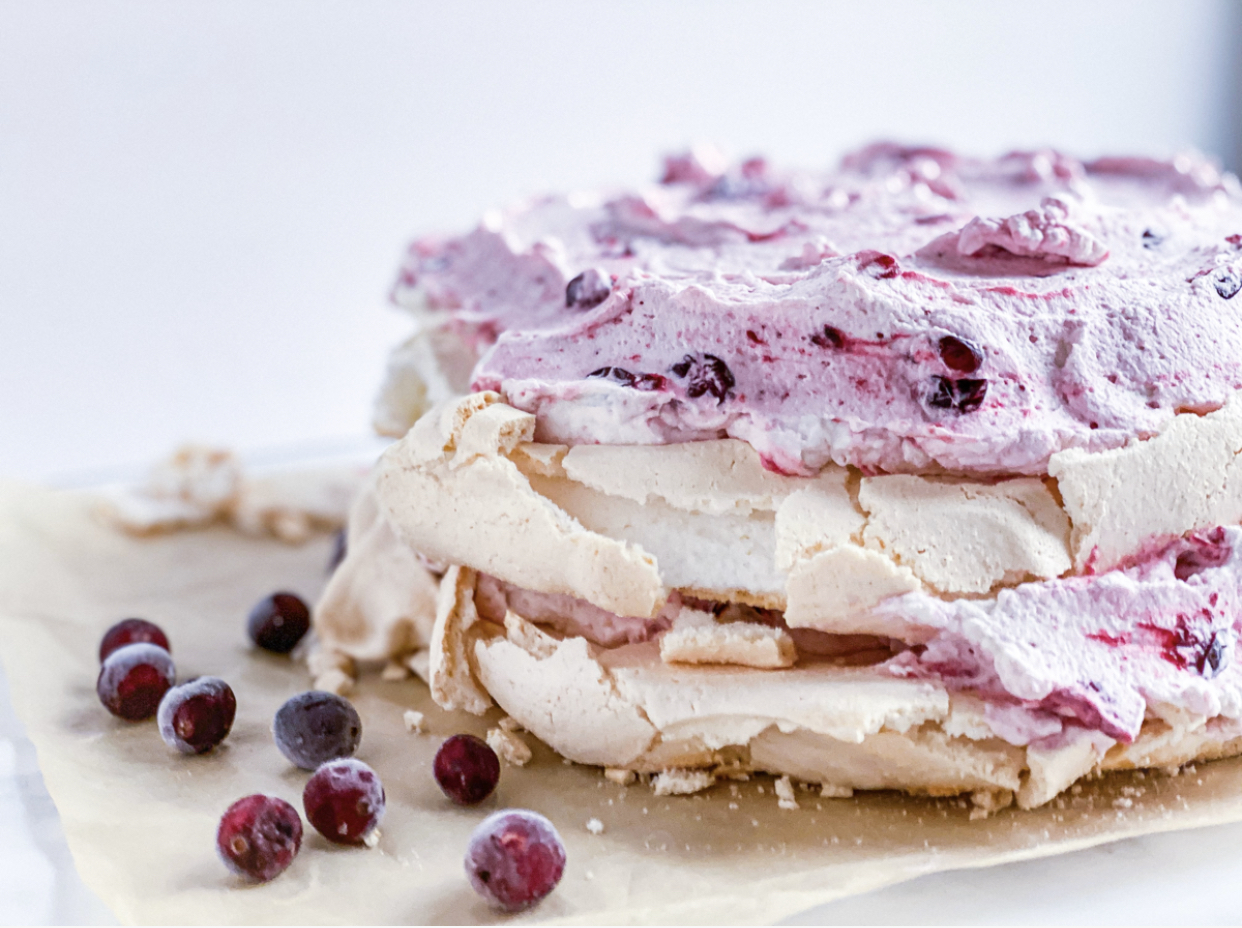 Pavlova with Cranberry Whipped Cream | Jessie Sheehan Bakes
