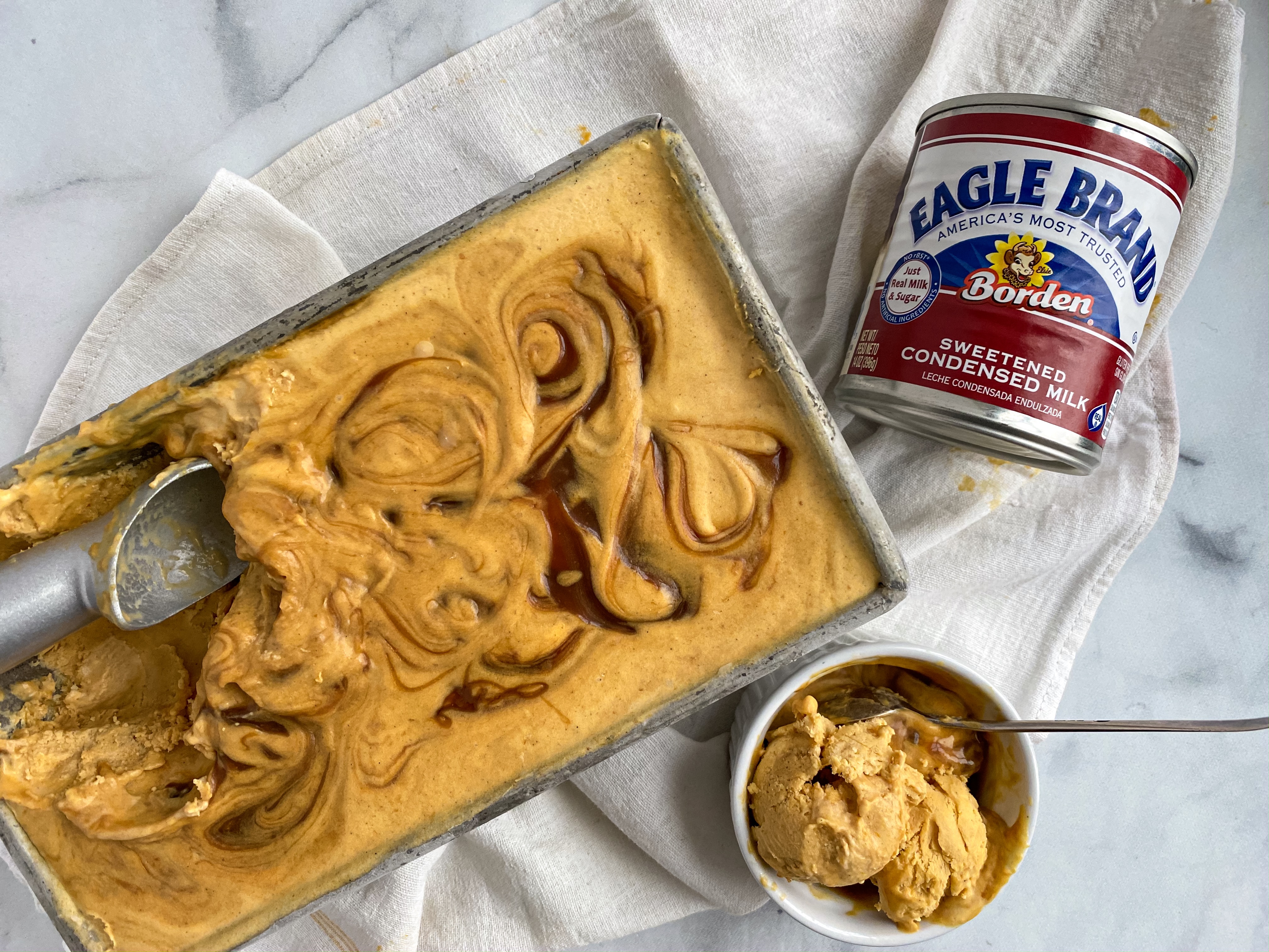 Caramel-Swirled Pumpkin Cream Cheese No-Churn Ice Cream | Jessie Sheehan Bakes