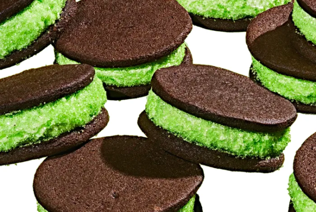 Super Stuffed Mint Chocolate Sandwich Cookies Recipe | Jessie Sheehan Bakes