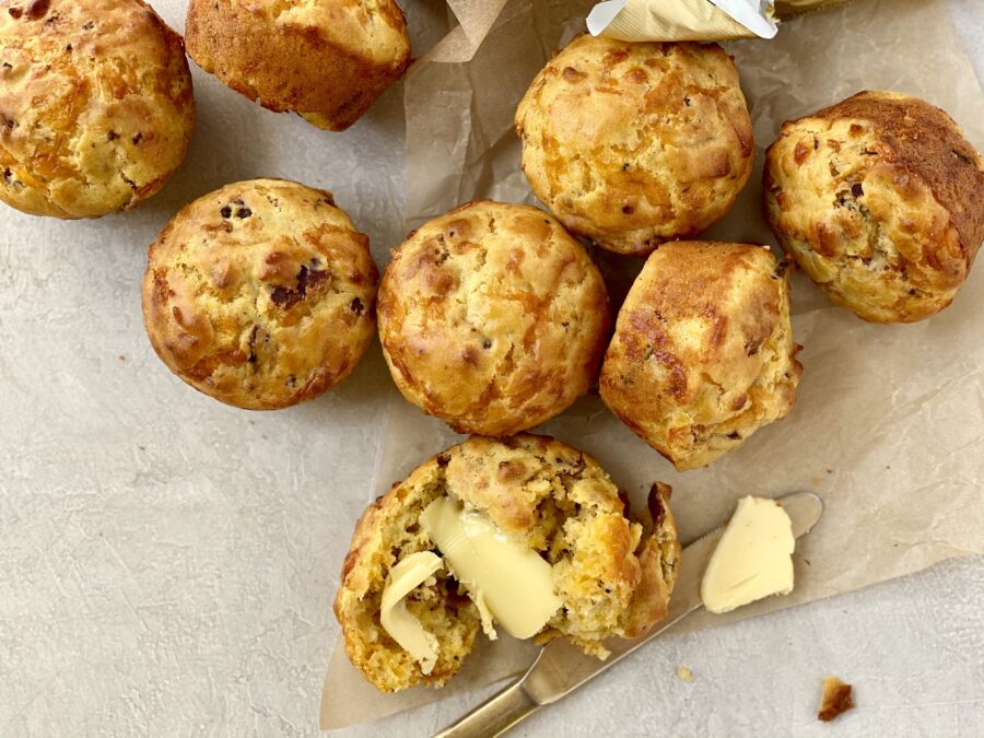 Bacon Cheddar Olive Oil Muffins
