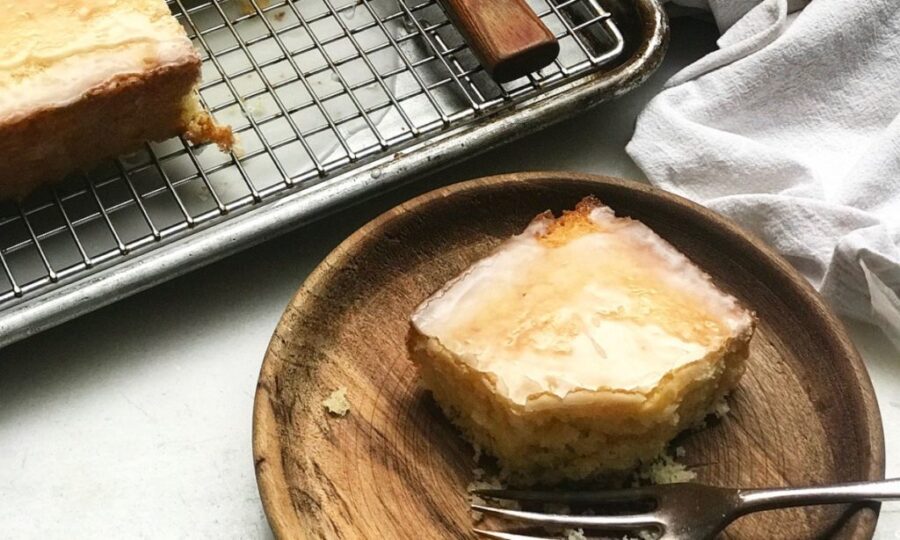 Lemon Velvet Sheet Cake Recipe | Jessie Sheehan Bakes