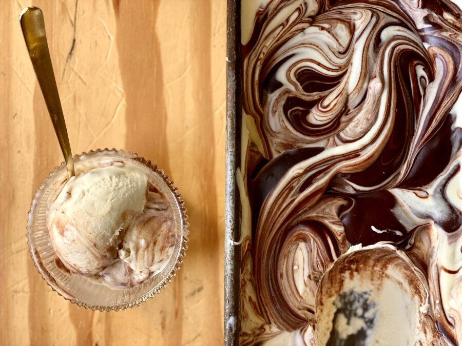 Homemade Ice Cream (No-Churn Vanilla Fudge Swirl) Recipe | Jessie Sheehan Bakes